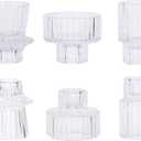 AuroTrends Fluted Glass Taper Candle Holders for Candlesticks 3Pack, Table Centerpieces -Wedding and Dinner Party Decor (Transparent, Set of 6)