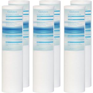 Geekpure 10 Inch PP Sediment Replacement Cartridge for for Whole House Water Filtration or RO System- 2.5" x 10"-5 Micron -Pack of 6