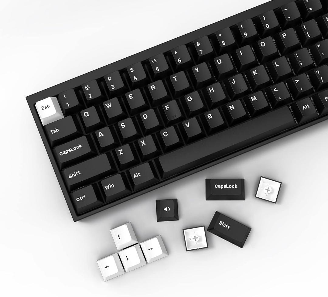 XVX WOB Keycaps 168 Keys, Double Shot PBT Custom Keycap Set, Minimalist Style White on Black Keycap, Cherry Profile Keyboard Keycaps for Cherry Gateron MX Switches Mechanical Keyboard