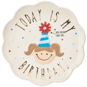 Mud Pie Birthday Girl Celebration Candle Plate, 8 x 8