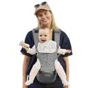 Baby Carrier Pro, MOMTORY Safety-Certified 6-in-1 Ultra Storage Baby Carrier Newborn to Toddler, Detachable Baby Holder Carrier with Hip Seat, Ergonomic Cozy Baby Front and Back Carrier for 7-50lbs (Deep Grey)