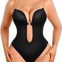 Decorus Shapewear Backless Bodysuit Strapless: Low-back Thong Body-shaper Invisible Women - Build in Bra Open-back Bodysuits S