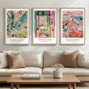 Framed Colorful Matisse Canvas Wall Art for Bedroom, 16x24 In, 16"W x 24" H x 3Pcs