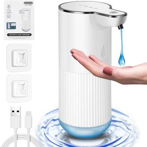 Automatic Liquid Soap Dispenser, Wall Mount Touchless Rechargeable Hand Soap Dispenser, 11.8oz and 4 Gear Adjustable for Bathroom Kitchen Office