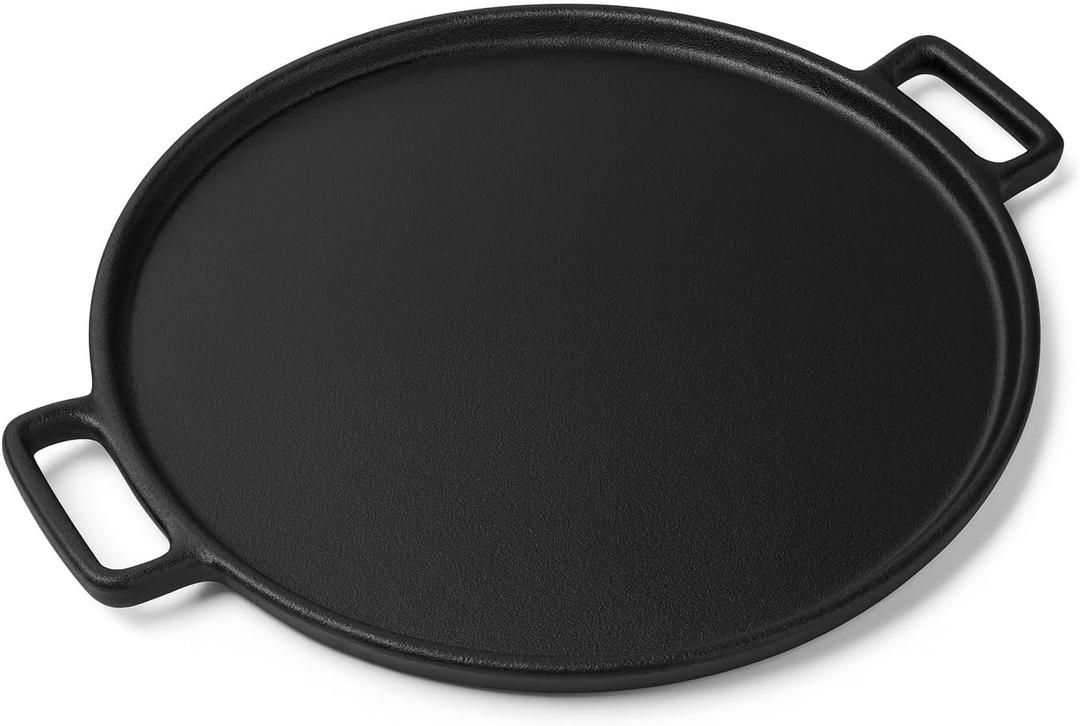 Cast Iron Pizza Pan - 14-Inch Pre-Seasoned Baking Pan for Oven, Stovetop, Grill, or Campfires-Heavy Duty