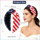 American Flag Knotted Headband for Women, 4th of July Headband with Rhinestones, Patriotic USA Flag Hair Accessories for Independence Day, Parade, Party and Daily Wear