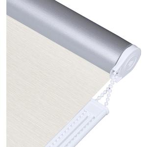 ALLBRIGHT Thermal Insulated Fabric 100% Blackout UV Protection Striped Jacquard Roller Shades for Windows,Easy to Install (Beige, 41'')