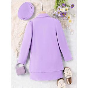 Milumia Girl's 2 Piece Outfits Mini Skirt and Blazer Jacket, 11-12Y (Purple)