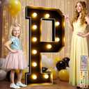 Ledido 34 Colors Marquee Letters 4 Feet Tall with Remote, Easy to Assemble 4FT Marquee Light Up Letters, Large Black Letter for Birthday Graduation Wedding Events Party Decorations, Light Up Letter P