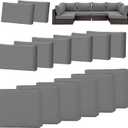 HOMREST 14-Piece Outdoor Cushion Covers Set for Patio Furniture, Reversible Double-Sided Sofa Slipcovers with Zipper, Water-Repellent Replacement Covers Only (Grey, 25.625.63.9in)