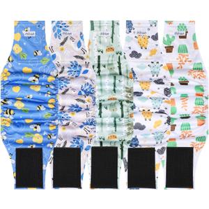 5 Pack Dog Diapers Male Reusable, Premium Belly Bands for Male Dogs, High Absorbing Male Dog Pee Wraps for Doggie in Incontinence or Excitable Urination and Training L