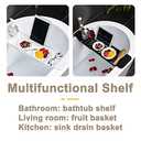 Expandable Drain Bath Shelf Caddy Tray, Multifunctional Plastic Bathtub Tray Bathroom Organizer Simple Stylish Bathtub Storage Rack for Candle Towel, Book, Phone, Shower (Grey - 1pcs) (Large)