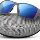 RIVBOS Polarized Sports Sunglasses Driving shades For Men Women TR90 Unbreakable Frame RBS861 (Large, Matte Grey Blue Lens)