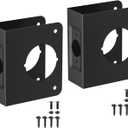 Black U 9553 Stainless Steel Lock and Door Reinforcement Plate for 1-3/4 in Thick Doors, Stainless Steel Finish for Reinforcing and Repairing Doors - 2 Pack
