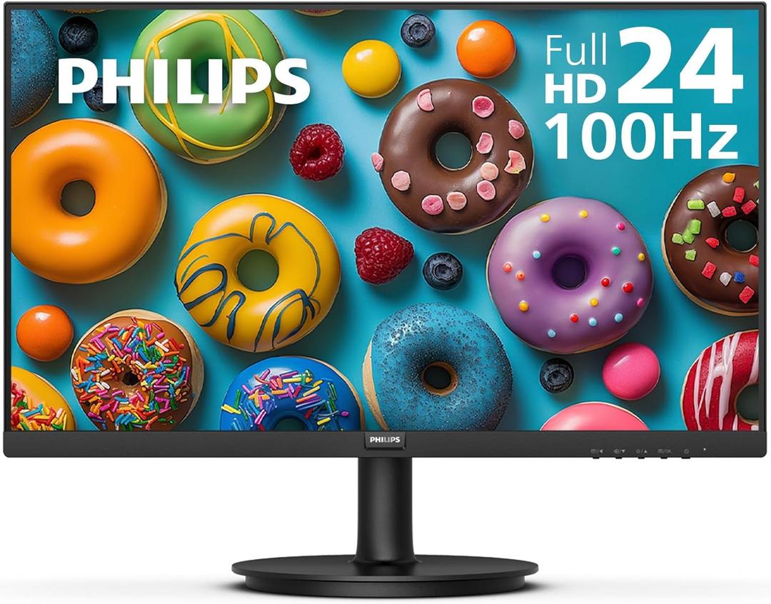 Philips New 24 inch Frameless Full HD (1920 x 1080) 100Hz Monitor, VESA, HDMI x1, VGA Port x1, Eye Care, 4 Year Advance Replacement, 241V8LB, Black