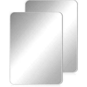 Blulu 2 Pcs Magnetic Locker Mirror Small Real Glass School Rectangular Locker Magnetic Makeup Mirror for Bathroom Household Refrigerator Cabinet(12 x 16 Inches)