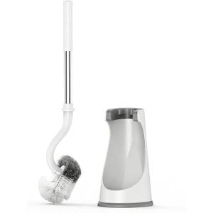 Lefree Toilet Brush and Holder Set, Bathroom Cleaner Brush Set, Curved Design, Non-Slip Handle Toilet Bowl Brush with Curved Bristle for Dead Corner Clean, RV Bathroom Accessories Toilet Scrubber (1 Pack, White)