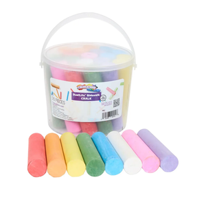 Colorations Washable Sidewalk Chalk in Storage Bucket, 20 Pieces, 8 Assorted Colors, Driveway Chalk for Kids, Oudoor Chalk, Kids Dustless Chalk, Homeschool, Home School Use