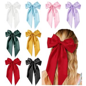 Hair Bows for Women Girls 8 PCS Hair Ribbon Bow Hair Clips with Long Tails Vintage Hair Accessories for Women (Variety)