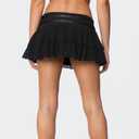 Women Y2K Layered Ruffle Chiffon Mini Skirt (Black, M)
