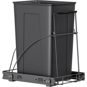 Insputer Pull Out Trash Can Under Cabinet, Requires 13" W X 18" D Cabinet, Under Sink Trash Can Kit, Slide Out Garbage for Kitchen(Not Included Can) (Black)