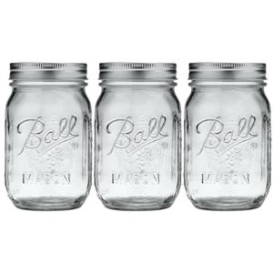 Ball Glass Mason Jar, Regular Mouth, Pint Size, 16 OZ (Pack of 3) (EXP 12/26/36)