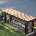 47.2'' Outdoor Garden Benches Weatherproof Patio Bench Two-Person Seat Backless Bench Wood Bench with Slatted High Temperature Bench for Front Porch Backyard (Upgraded to Prevent Fading) (Brown)