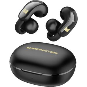 Monster Open Ear AC228 Wireless Headphones, Clip-On Earbuds, Adaptive Comfort, Immersive Audio, Bluetooth 6.0 Open Ear Earphones with ENC Clear Call, 30H Playtime, IPX5 Water Resistant, Black