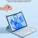 Keyboard Case for iPad 9th/8th /7th Gen Case with Keyboard 10.2inch, Rotating Magnetic Detachable Wireless Keyboard with Round Keycaps and Pencil Holder (B Style-Black)