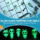 Luinabio 30 Pcs Mini Glow in the Dark Hair Clips Rave Hair Clips for Women Carnival Music Festival Holiday Party Supplies (Alien)