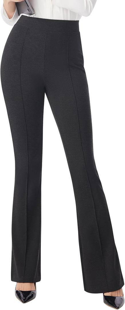 AFITNE Women's Dress Pants High Rise Flare Pants Pull On Stretchy Work Pants Business Office Casual Slacks with Pockets (Black, M)