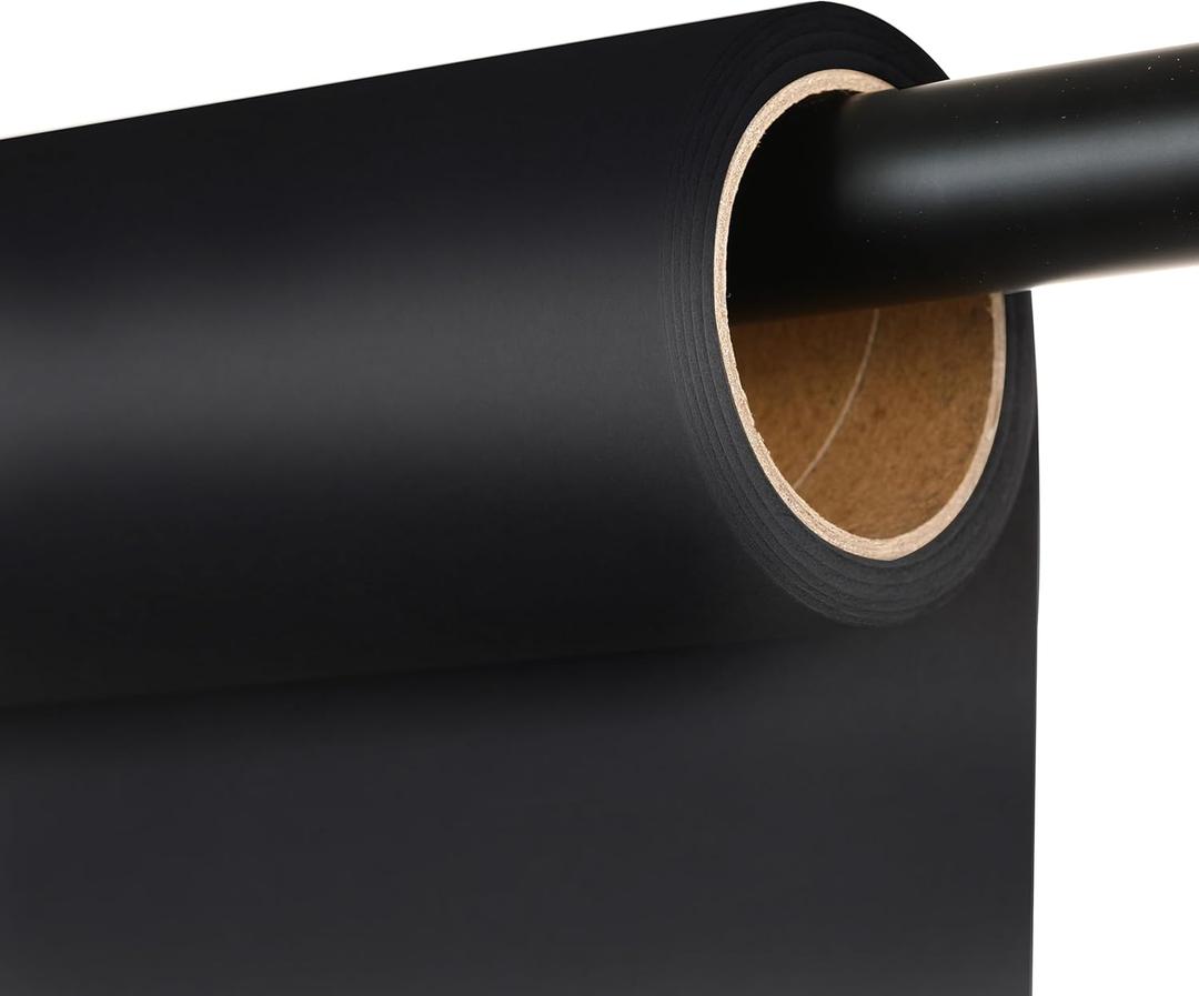 Semessilah Seamless Photography Background Paper Roll, Blue Photo Paper Backdrop for Photography, Video and Streaming (Ultra Black, 107" x32')