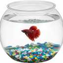 1 Gallon Plastic Fish Bowl, Shatterproof Clear Round Goldfish Betta Tank, Small Bubble Bowl Vase for Centerpiece, Candy Jar, Carnival Game & Party Drink Container