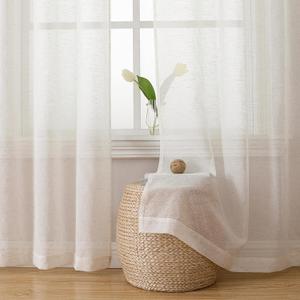 Simplebrand Natural Linen Textured Sheer Curtains 72 inches Long 2 Panels, Rod Pocket Solid Color Window Sheer Curtain Panels, Elegant Curtains & Drapes for Living Room, Bedroom (40" W x 72" L)