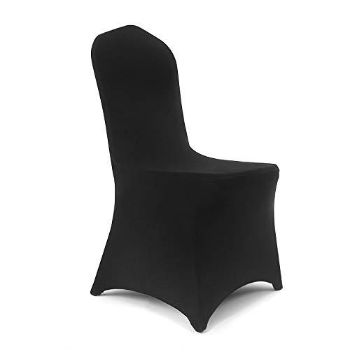 Peomeise 2pcs Stretch Spandex Chair Cover for Wedding Party Dining Banquet Event (Black, 2)