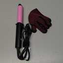 Travel Curling Iron 1 Inch,Small Curling Iron for Short Hair,Dual Voltage Curling Iron 110-240V with European Plug,Curling Iron with Clamp & Ceramic Barrel,5 Temp Digital Display,Auto Off,Temp Lock (Pink)