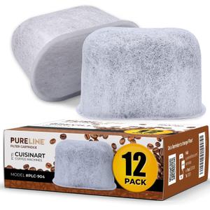 Cuisinart Coffee Filter Replacement - 12 Pack Cuisinart Coffee Maker Water Filter by Pureline - Charcoal Water Filter - for all Cusinart Coffee Machines