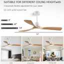 52" Ceiling Fans with Light with Remote Control Ceiling Fans with 3 Wood Blades, Solid Wood Ceiling Fan Indoor Outdoor for Dining Room, Living Room, Office, Farmhouse etc.