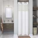 Stall No Hooks Needed White Shower Curtain with Snap-in Fabric Liner Set,Linen Textured Hotel Luxury Decor Shower Curtains for Bathroom with Mesh Top Window,Waterproof & Washable,36Wx74H, (36"W x 74"L (Pack of 1))