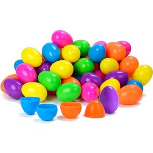 50 PCS 2.52" Easter Eggs Plastic, Plastic Easter Eggs Fillable, 6 Color for Party Hunt Games
