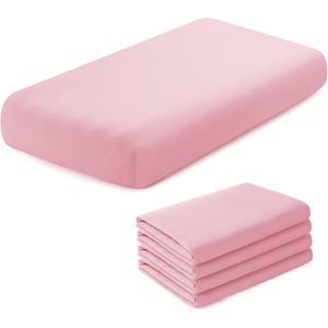 4 Pack Kids Air Mattress Fitted Sheet Only Compatible with Intex Cozy Kidz, Light Pink Toddler Inflatable Mattress Sheets for Travel Camping Airbed & Sleepover Party