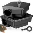2 Pcs Rat Bait Stations Large Rodent with Key Reusable Mouse Stations Mice Blocks Heavy Duty Boxes for Outdoor Rodents Mice Blocks Station, Bait Not Included, Black (8.66 x 7.5 x 3.9 Inches)