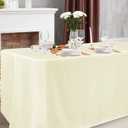Obstal 2 Pack Table Clothes for 6 Foot Rectangle Tables - Water Resistant Washable Fabric Polyester Rectangle Table Cover Protector for Wedding, Banquet and Trade Shows, 72L x 30W x 30H Inches, Cream