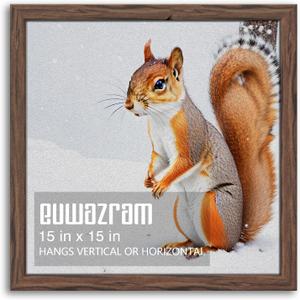 Rustic Walnut 15x15 Frame - Single Frame, 15 x 15 Poster Frame for Artwork, Puzzles, Photos and Movie Posters Picture Frames