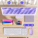 seenda Bluetooth Keyboard and Mouse Combo for Mac, SKM64-2 Rechargeable Slim Wireless Keyboard Mouse Compact, 3 Multi-Device Connection, Compatible for Mac, MacBook Pro/Air, iPad, White Purple