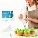 Reusable Cotton Piping Bags and Tips Set- GleeAnt Frosting Piping Kit for Baking 6pcs Large Stainless Icing Tips for Cake Decorating- 16inch Pastry Bags,Coupler I Professional Cupcake Kit (11)