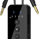 iDIGMALL Airplane Bluetooth 5.4 Transmitter for 2 AirPods or Headphones, aptX Adaptive & Low Latency Wireless Audio Adapter, 3.5mm AUX Jack Bluetooth Transmitter for TV Flight Travel Planes Gym, 24H