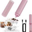 CIRCLE JOY Portable Rechargeable Milk Frother Hanheld, Dual Spring Whisk Electric Coffee Frother Wand Drink Mixer for Matcha Lattes Cappuccino, Kitchen Gifts, Pink