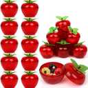 20 Pack Apple Container Christmas Wedding Party Toy Filled Plastic Bobbing Apples Christmas Tree Xmas Decorations Baubles Party Wedding Fruit Ornament Teacher Supplies Favors for Kids