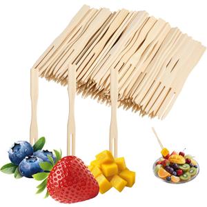Bamboo Mini Forks Disposable Forks for Appetizers 3.5" Small Forks Appetizer Forks for Fruit,Cocktail Forks for Parties, Weddings(100Pcs)